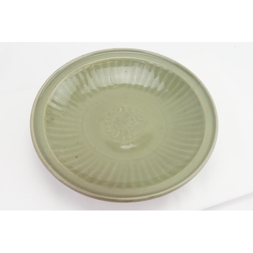 868 - Ex Collection Theophilus Peters - A Chinese Celadon Large Decorative Dish possibly Early/Mid Century... 