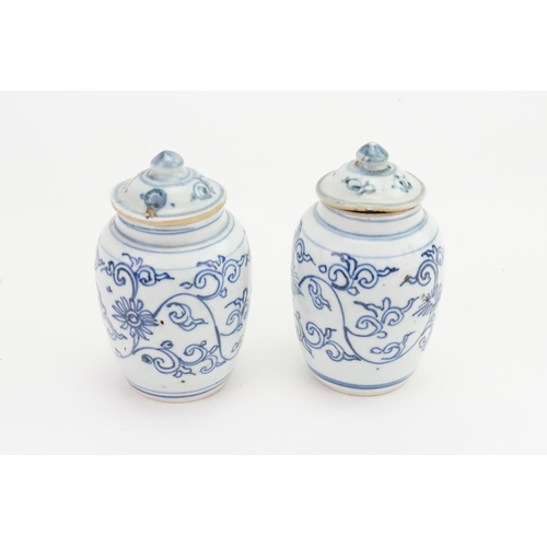 869 - Ex Collection Theophilus Peters - A Pair of Chinese Blue & White Ginger Jars possibly 