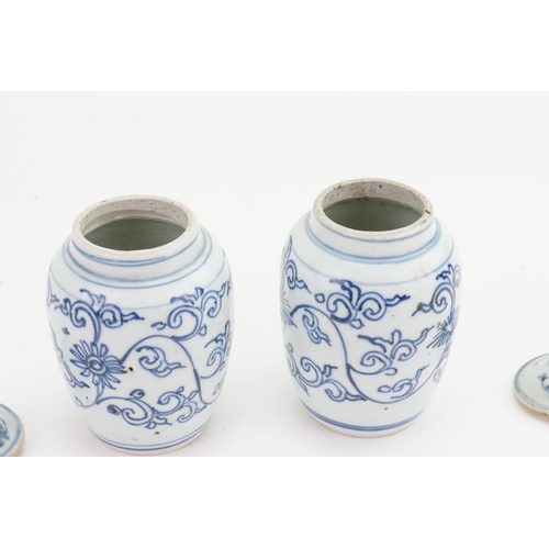 869 - Ex Collection Theophilus Peters - A Pair of Chinese Blue & White Ginger Jars possibly 