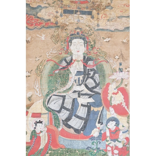 846 - Ex Collection Theophilus Peters - A Pair of Two out of the three Great Bodhisattvas Scrolls on Silk ... 