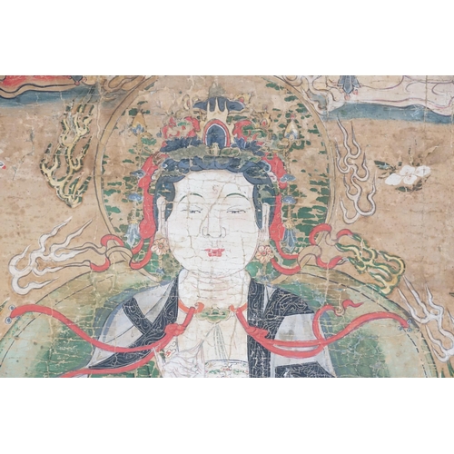 846 - Ex Collection Theophilus Peters - A Pair of Two out of the three Great Bodhisattvas Scrolls on Silk ... 