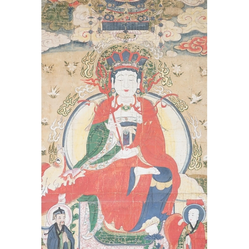 846 - Ex Collection Theophilus Peters - A Pair of Two out of the three Great Bodhisattvas Scrolls on Silk ... 