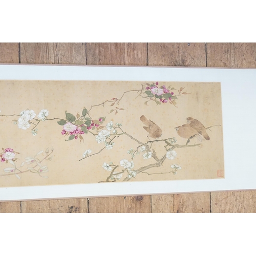 850 - Ex Collection Theophilus Peters - A Very Long Chinese Insects, Birds, Flowers and floral design scro... 