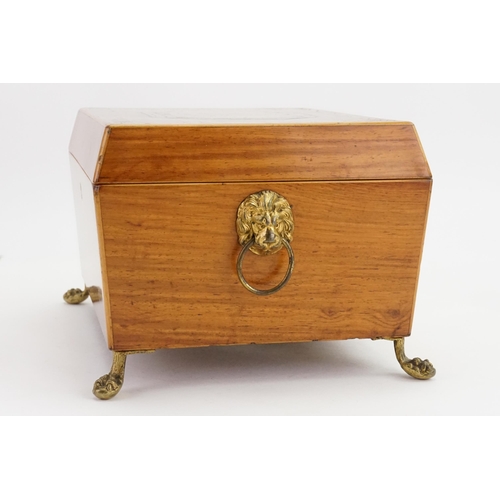 528 - A Regency Satin, Walnut, Holly & Boxwood inlaid Needlework Box with fitted interior decorated with a... 