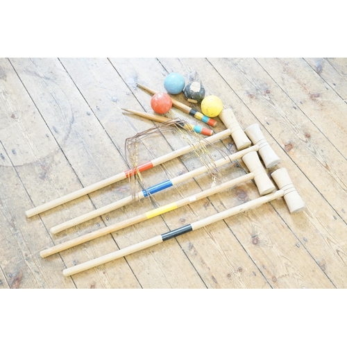 535 - A Modern Croquet Set with accessories along with a Hornby O Gauge wagon (AF).