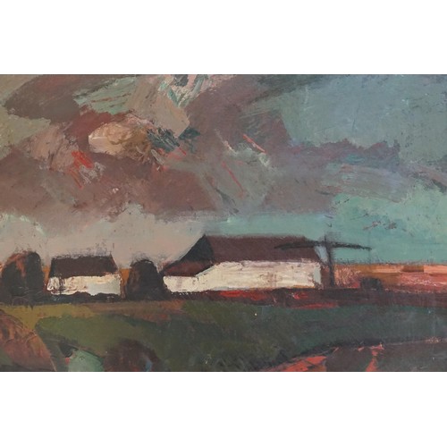 777 - An Oil on Board of a marshland scene with cottages in background, signed 