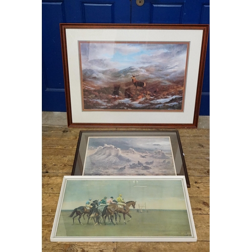 778 - Three various Prints to include Monarch of the Glen, Harvest Time & A J Munnings (The Oft).