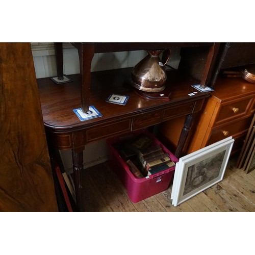 619 - A Regency Fold-over Top Mahogany Card Table resting on turned legs fitted with a Drawer. Measuring: ... 