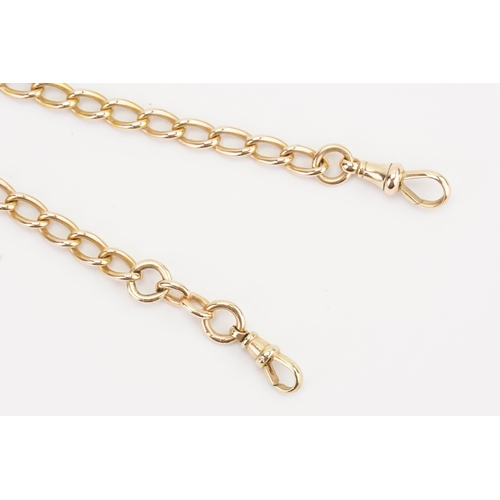 117 - A 15ct gold heavy albert chain, with a 15ct gold T bar & two 15ct clasps. Each link is marked 15ct.6... 