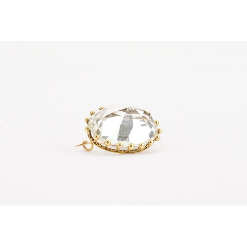 94 - A higher than 9ct gold large quartz set brooch. Quartz approximately 30.6mm x 22.9mm.