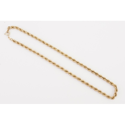 163 - A 9ct gold rope design necklace. Weight 12.1g.