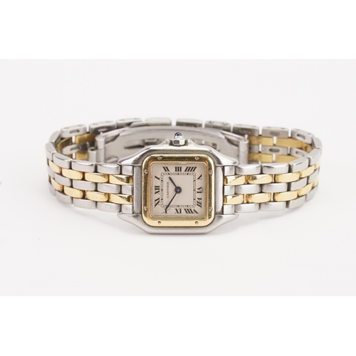 169 - A 18ct gold and stainless steel Cartier Ladies Panthere De Cartier wrist watch. No. 620673UF 1120. 2... 