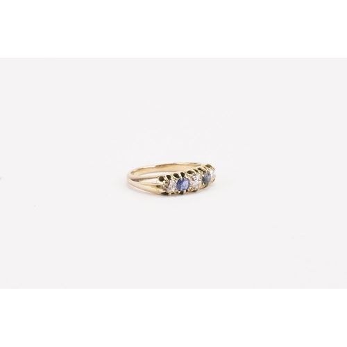 71 - A higher than 9ct gold diamond and sapphire set ring, set with old cut diamonds approximately 0.25ct... 