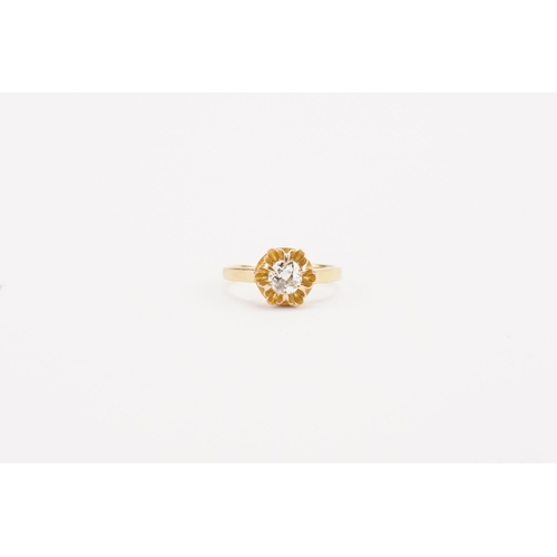 72 - A 18ct gold diamond set ring, set with a single rose cut diamond (0.5ct.). Weight 3g. Size L.