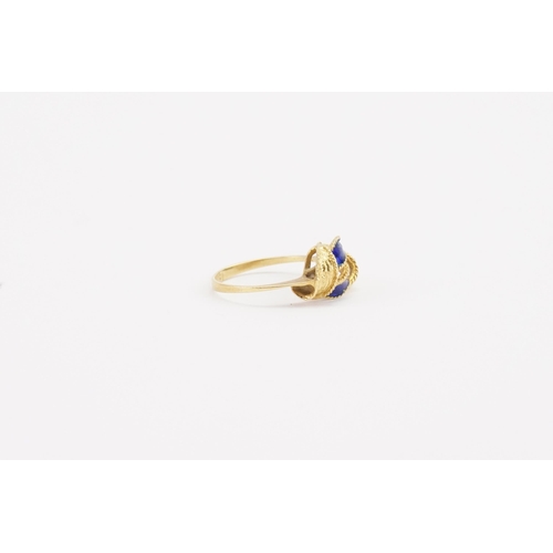 91 - A high carat gold blue enamelled set ring. Weight 2.4g. Size L.