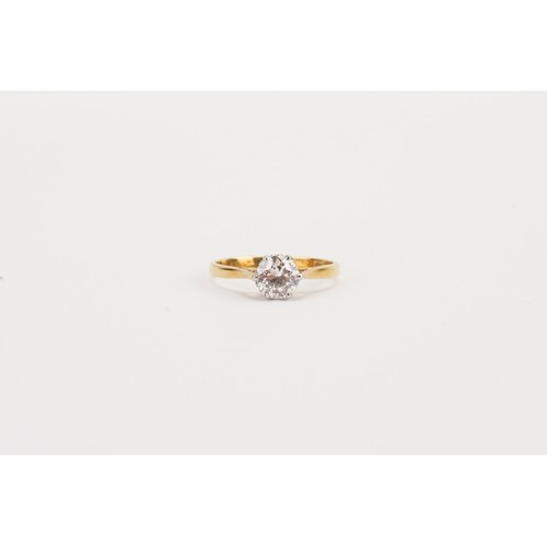 163E - An 18ct Gold Solitaire Diamond Ring. Approx: 0.85ct. Approx 6mm. Weighing: 2.7grams. Size: O. With O... 