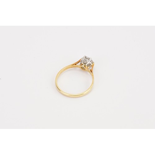 163E - An 18ct Gold Solitaire Diamond Ring. Approx: 0.85ct. Approx 6mm. Weighing: 2.7grams. Size: O. With O... 