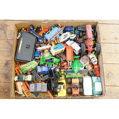 121 - A Large Tray of Play Worn Diecast to include Corgi, Dinky, Burago, Matchbox, etc. (100+).