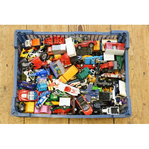 141 - A Tray of Approx 100 Diecast & Plastic Models to include Cars, Trucks, etc.