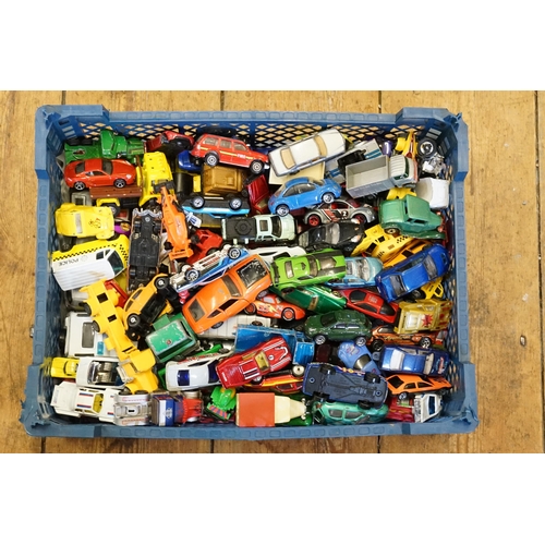 142 - A Tray of Approx 100 Diecast & Plastic Models to include Cars, Trucks, etc.