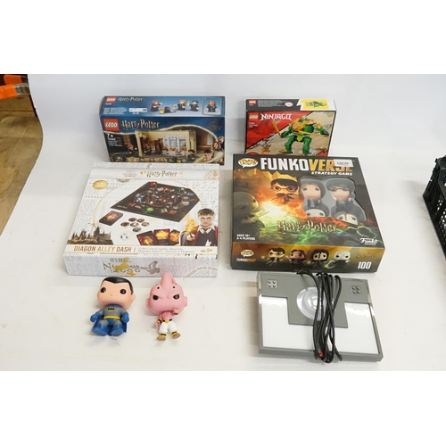 447 - A FUNKO POP board game, along with a Harry Potter board game, and two sets of LEGO.