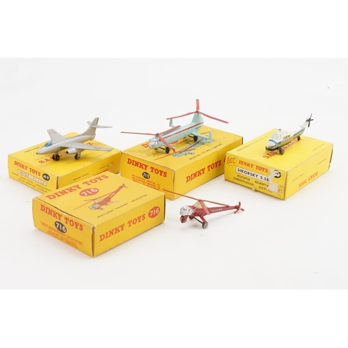 81 - Four 1950s to 1960s Boxed Dinky Helicopters & Planes to include 60B 