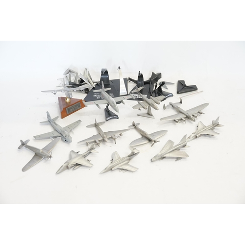 145 - A Tray of Pewter made Aeroplanes some with stands.