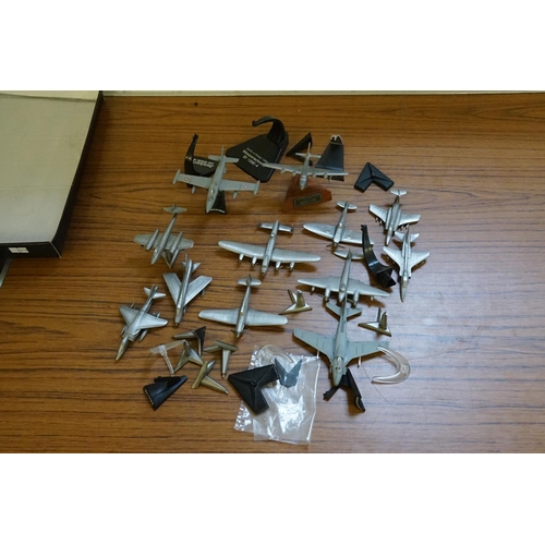 145 - A Tray of Pewter made Aeroplanes some with stands.