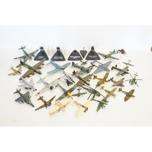 146 - A Collection of Diecast & White Metal Planes with Stands to include World War II, Concorde, Bombers,... 