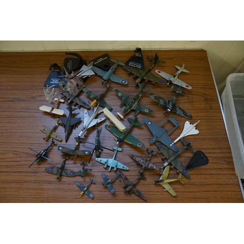 146 - A Collection of Diecast & White Metal Planes with Stands to include World War II, Concorde, Bombers,... 