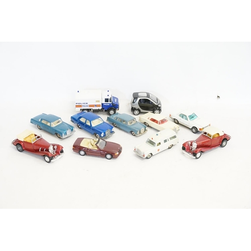 67 - A Tray of Unboxed Mercedes-Benz models to include a French Dinky Mercedes 300SE, a Dinky 250SE, a Co... 