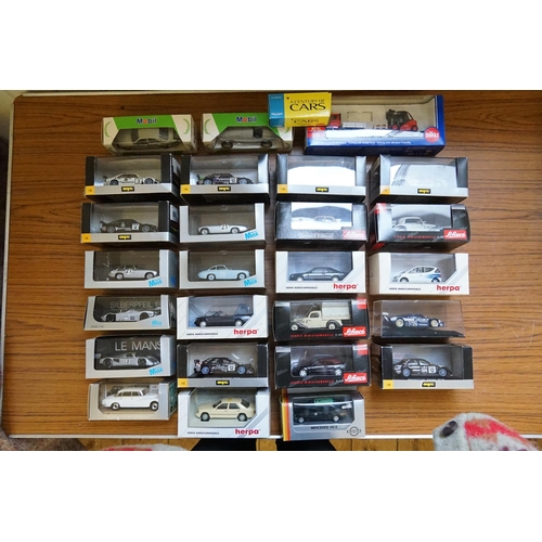 165 - A Box of Boxed Mercedes-Benz models to include Herpa, Max, Schuco, Corgi, Gama, Rio, Onyx, etc. (26 ... 