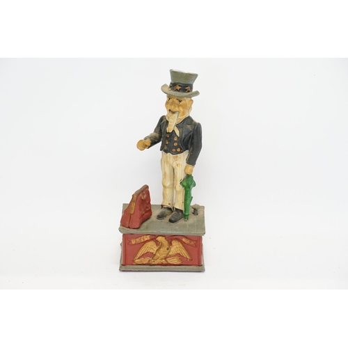 490 - An American Cast Iron Money Box depicting 