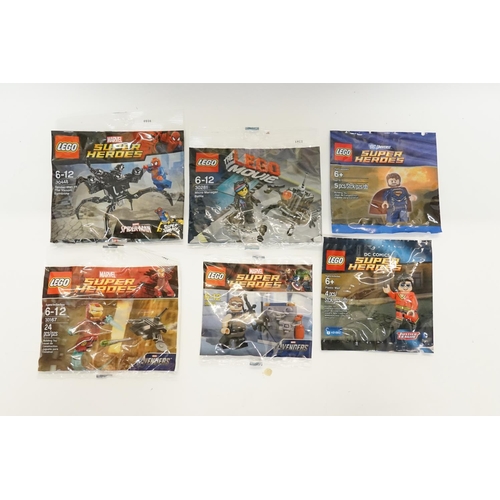 534H - 6 x LEGO Unopened Poly Bags to include Marvel DC sets numbers, 30167, 30448, 30281, 31165, Jor-EL & ... 