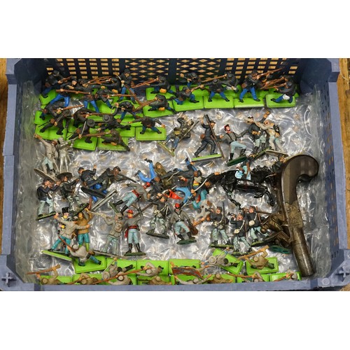 312 - A Large Collection of Britains (Deetail) Plastic American Civil War Figures (40+) along with other F... 