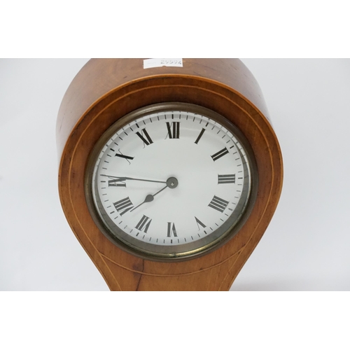 227 - A Satinwood inlaid Balloon shaped Mantle Clock with enamelled Face.