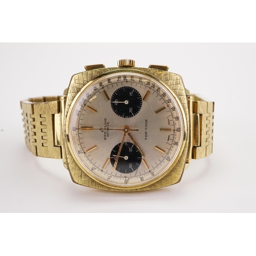 187 - A 1966 Breitling Top Time Chronograph in stainless steel and gold plate, silver and black dial with ... 