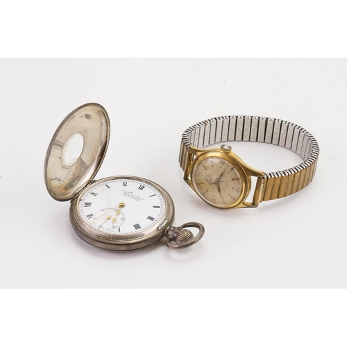 195 - A Gigon watch, along with a silver half hunter H.Samual.