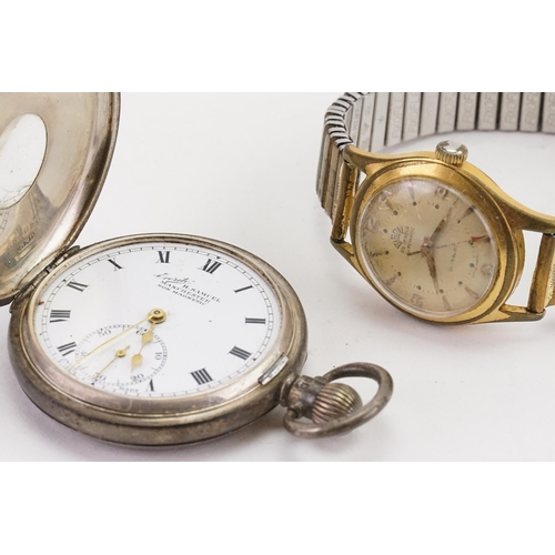 195 - A Gigon watch, along with a silver half hunter H.Samual.