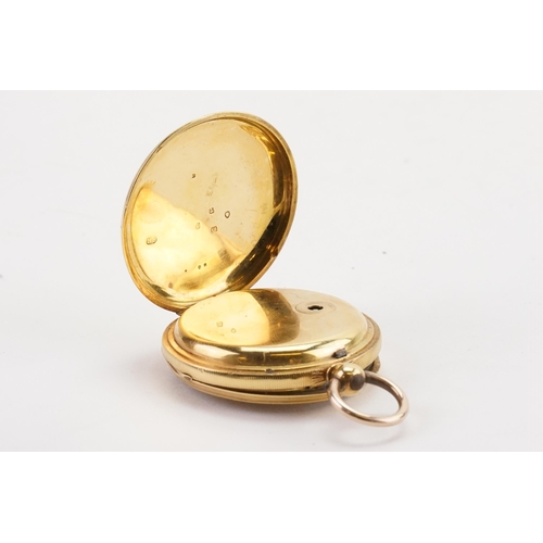 200 - A 18ct gold full hunter pocket watch, sub second dial and gold coloured face. Total weight 88g.