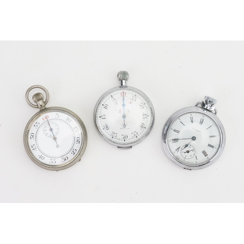 214 - An Ingersol Pocket Watch, a Breitling Stopwatch & one other Stopwatch.