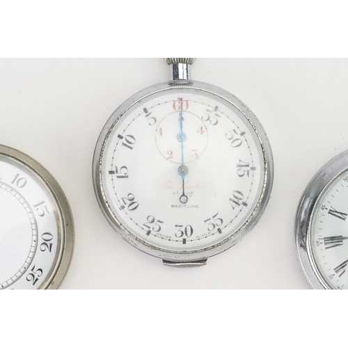 214 - An Ingersol Pocket Watch, a Breitling Stopwatch & one other Stopwatch.