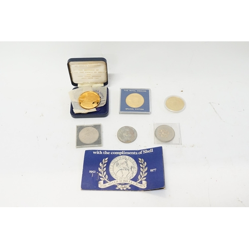 229 - A Collection of Six Commemorative Coins to include Three Gold Plated.