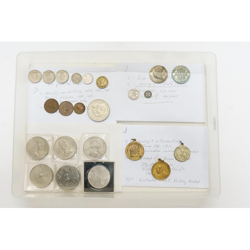 239 - A Collection of Coins to include 8 Commemorative Coins, Three Cupro-Nickel Shillings, 2 x 6d's, a Br... 