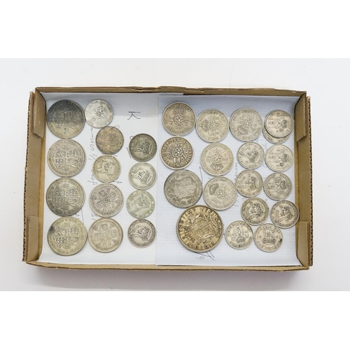 240 - A Collection of Coins to include a 1937 Crown, 4 x Half Crowns, 2 x Two Shillings, 7 x One Shillings... 