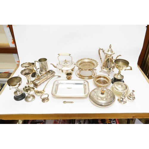 63 - A Collection of Silver Plated items to include Coffee Pot, Tea Pot, Vases, Tureens, etc.