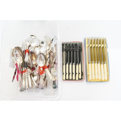 68 - A Large quantity of Silver Plated Cutlery along with two boxed sets.