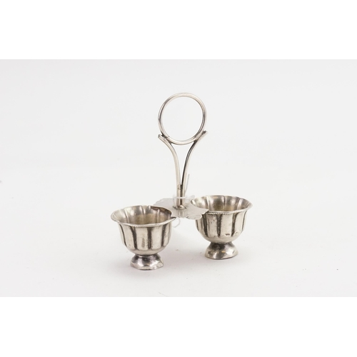 37 - An Indian Silver twin handled condiment pot with loop handle. Weight: 29.4g