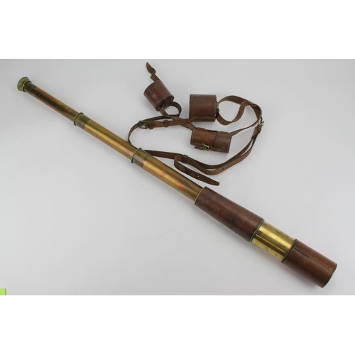 319 - A Leather Cased H.C.R. & Sons Number 5712 OS717 GA Naval Issue Telescope with anti glare & Shutting ... 