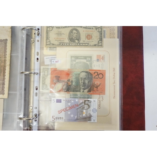 268 - An Album of Bank Notes from Scotland, Ireland, etc. Some in sequence. Needs Viewing.